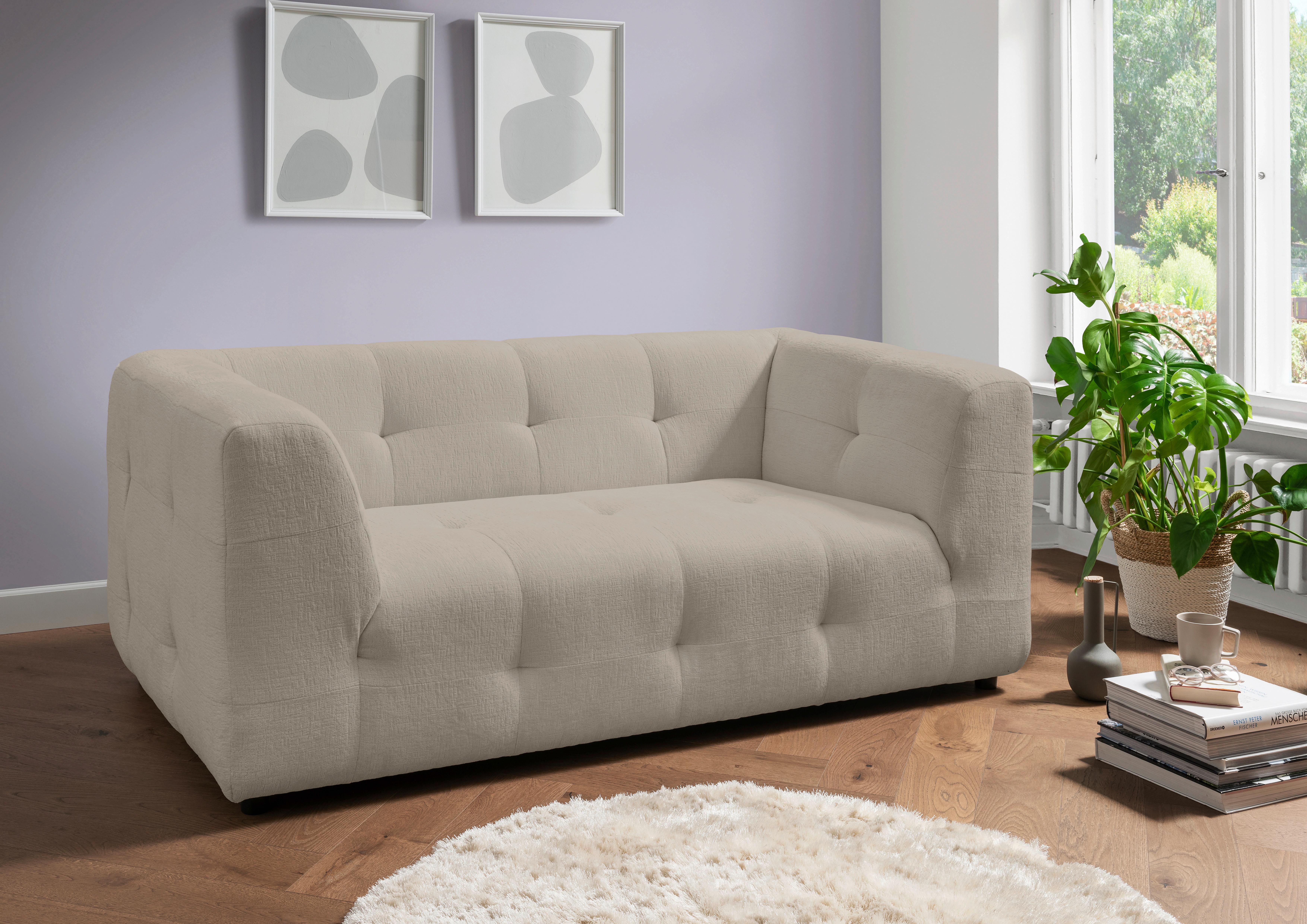 2-Sitzer-Sofa Velice, Taupe B: 184 cm - Taupe/Schwarz, Design, Textil (184/72/95cm) - Livetastic