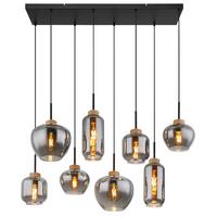 Hängeleuchte 8-Flammig Indoor - Schwarz/Naturfarben, Design, Glas/Naturmaterialien (105/40/120cm) - Globo
