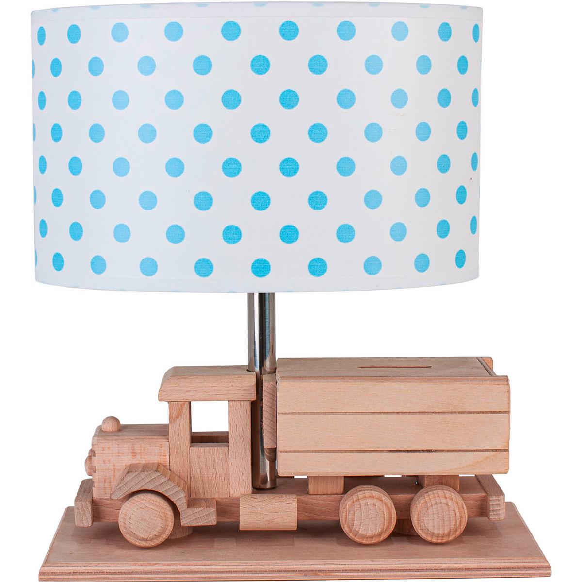 Kindertischleuchte 4112414 Lkw  Mit Spardose - Blau/Naturfarben, Basics, Holz/Holzwerkstoff (32/14/27cm)