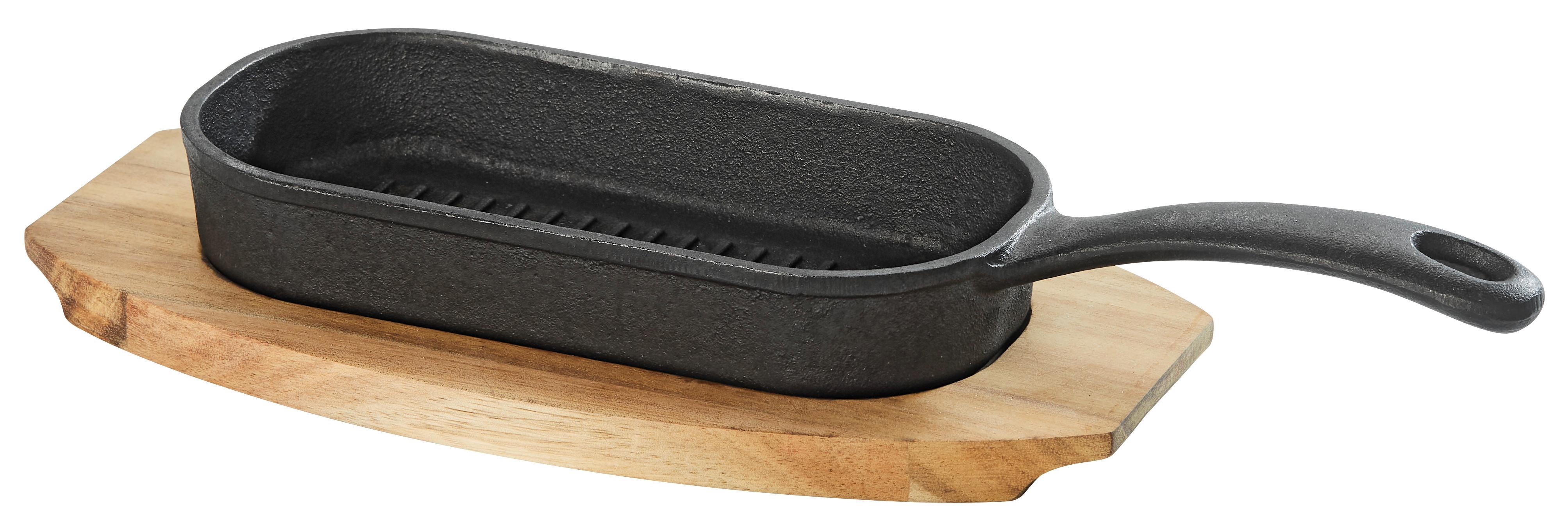 Pánev servírovací Gourmet - černá/přírodní barvy, Konvenční, kov/dřevo (31,6/14,5/5cm) - Mömax