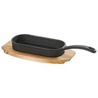 Pánev servírovací Gourmet - černá/přírodní barvy, Konvenční, kov/dřevo (31,6/14,5/5cm) - Mömax