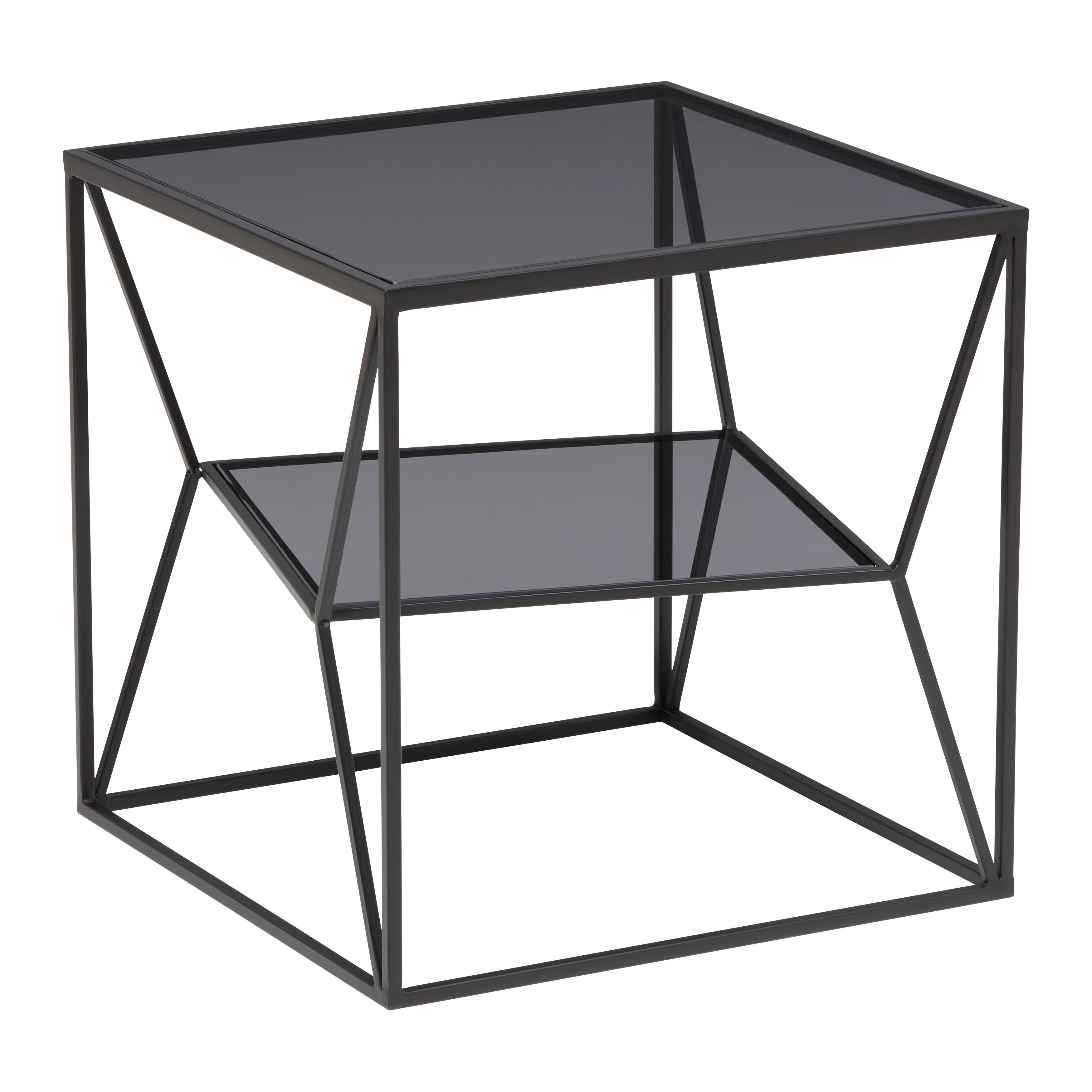 Odkládací stolek ANGEL - šedá/černá, Moderní, kov/sklo (45/45/45cm) - Premium Living