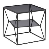 Odkládací stolek ANGEL - šedá/černá, Moderní, kov/sklo (45/45/45cm) - Premium Living