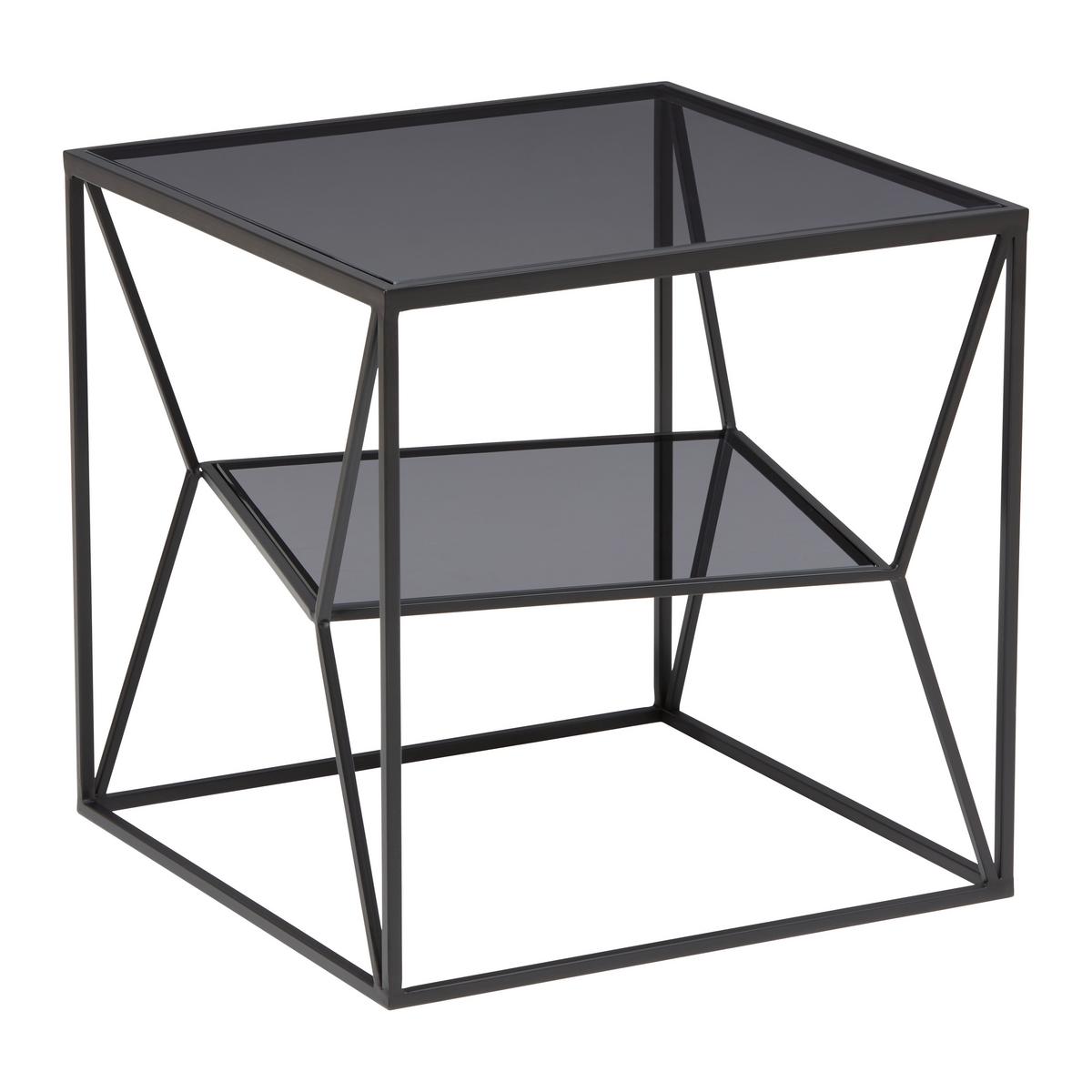 Odkládací stolek ANGEL - šedá/černá, Moderní, kov/sklo (45/45/45cm) - Premium Living