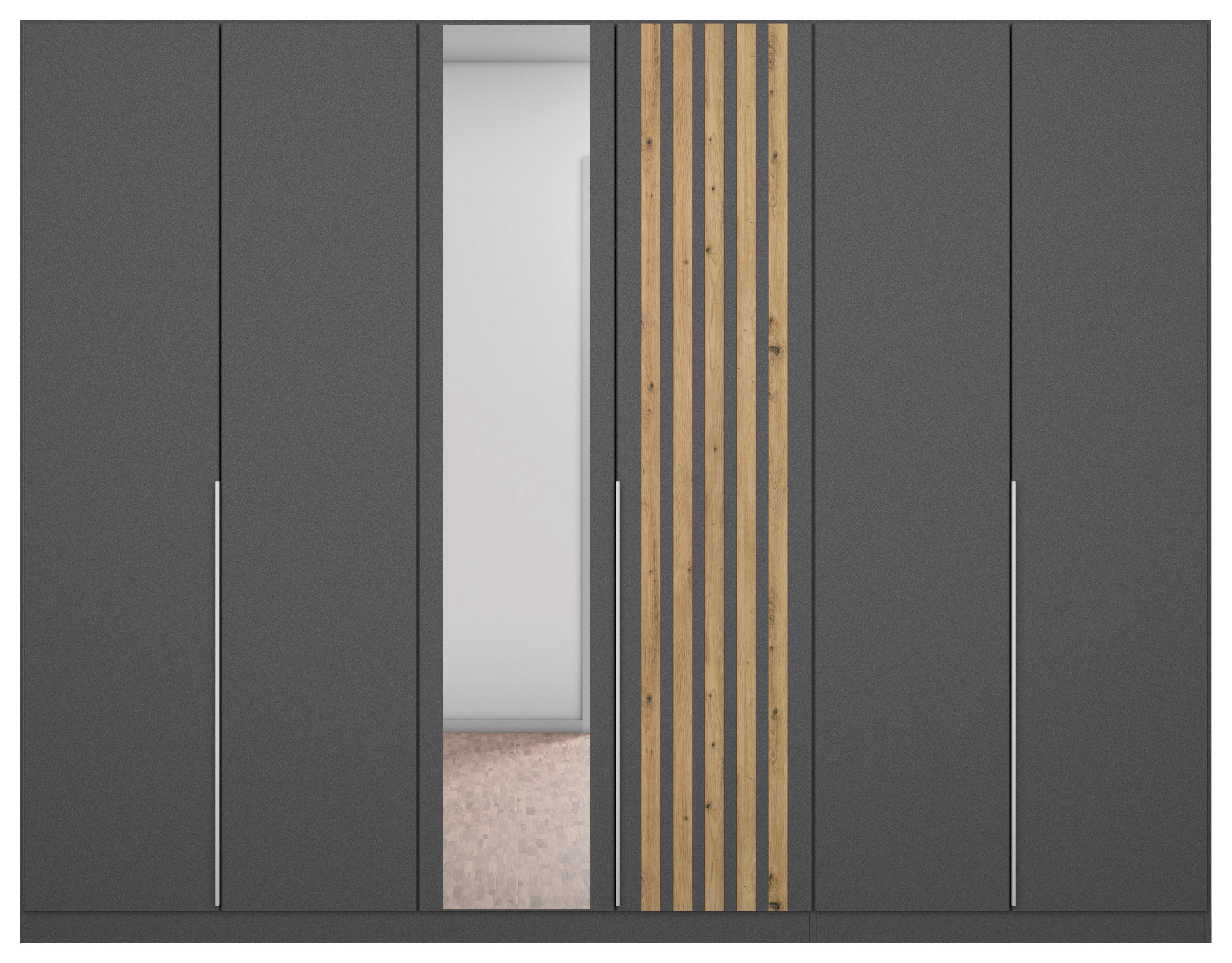 Drehtürenschrank 271 Cm Lamella Grau/eiche Dekor - Eiche Artisan/Grau, MODERN, Holzwerkstoff (271/210/54cm) - Rauch Möbel
