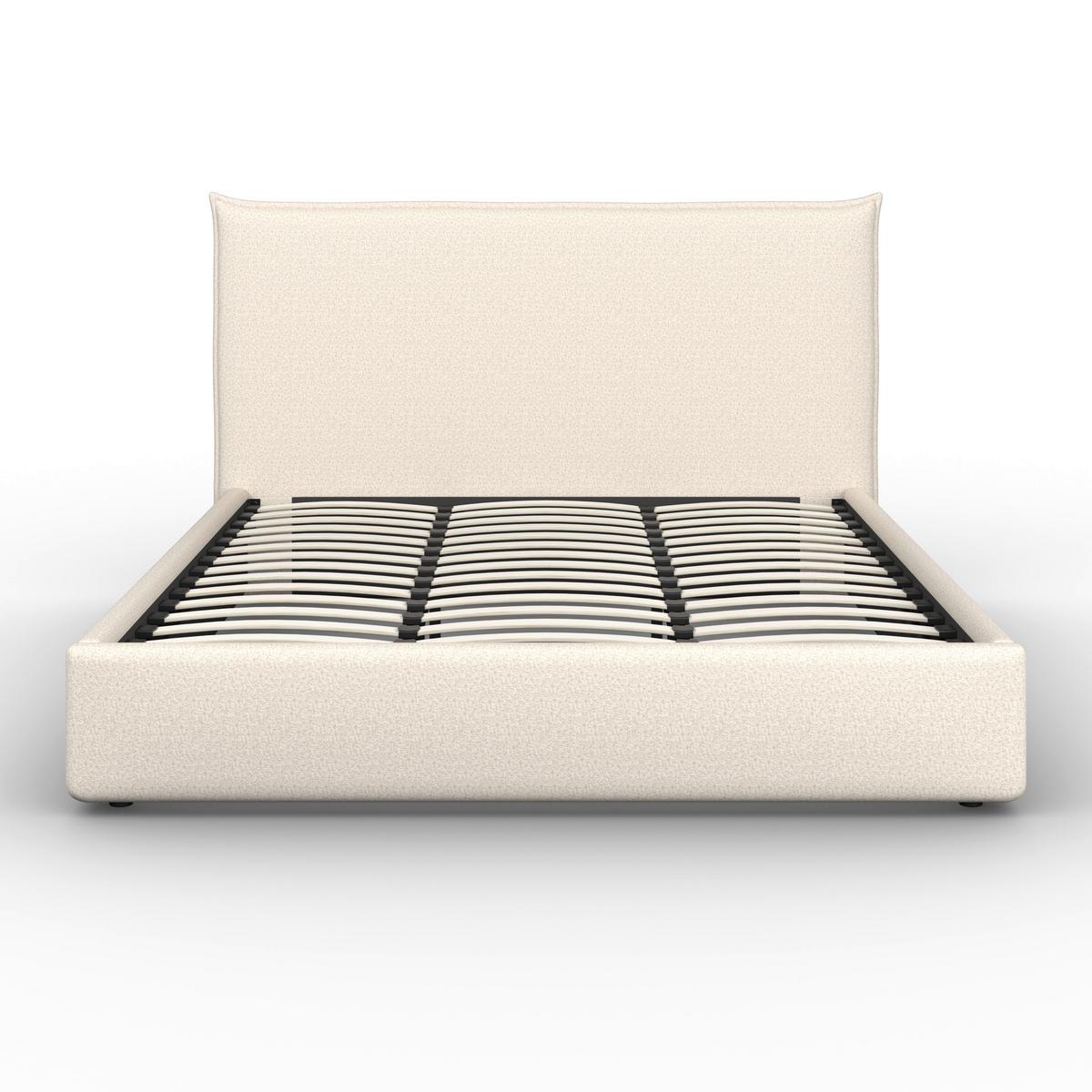 Čalouněná postel ALBA 180x200 cm, béžová - černá/přírodní barvy, Moderní, dřevo/textil (180/200cm) - Bessagi Home