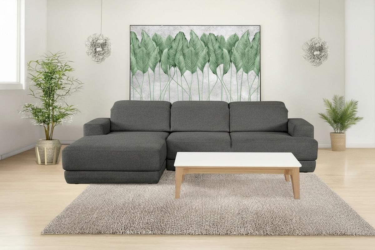 Ecksofa Frans Dunkelgrau S: 204 cm - Dunkelgrau/Schwarz, Design, Textil (204/293cm) - MID.YOU