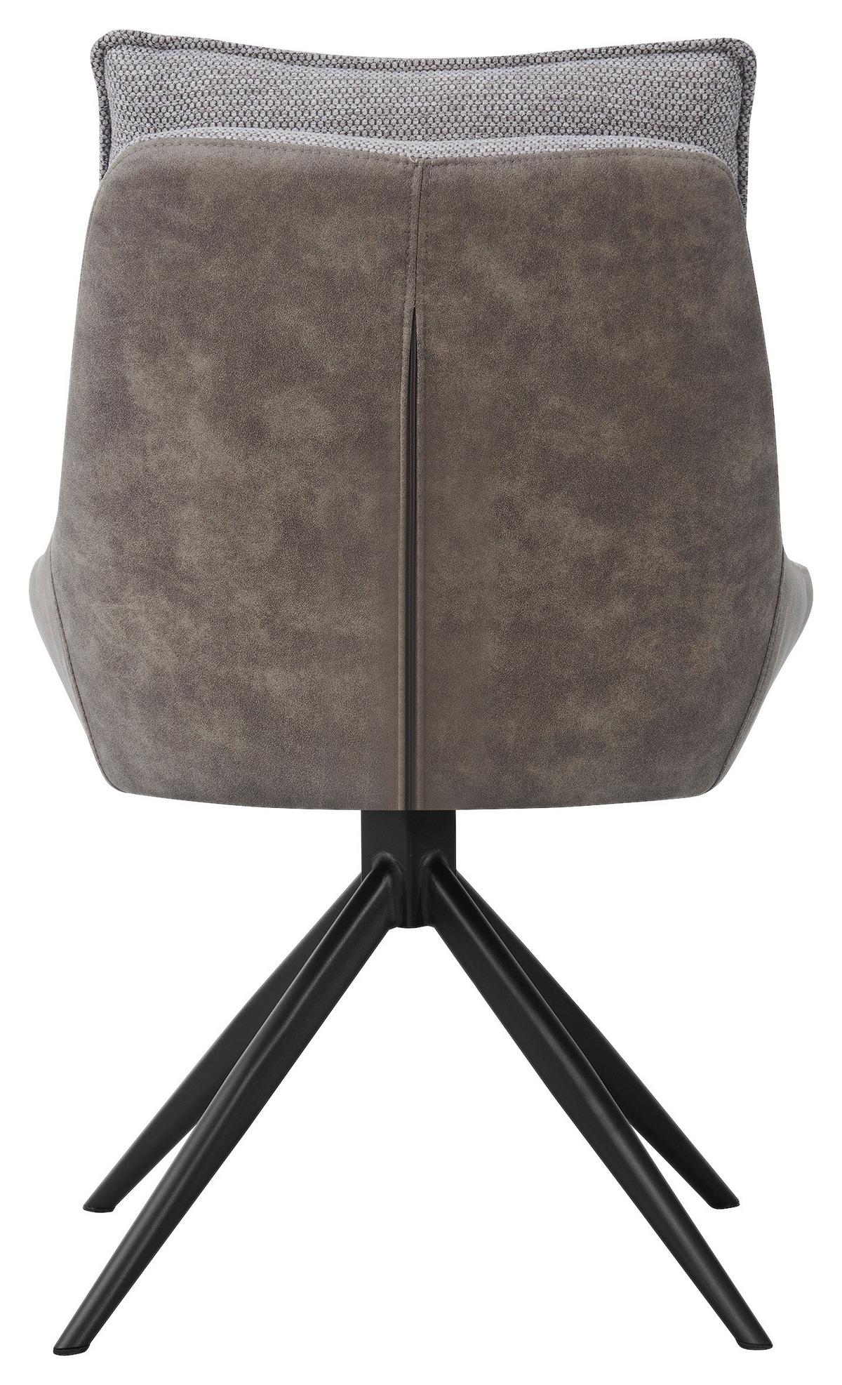 Armlehnstuhl Emilia Webstoff braun, B: 55cm - Schwarz/Braun, MODERN, Holz/Textil (55/88/65cm)