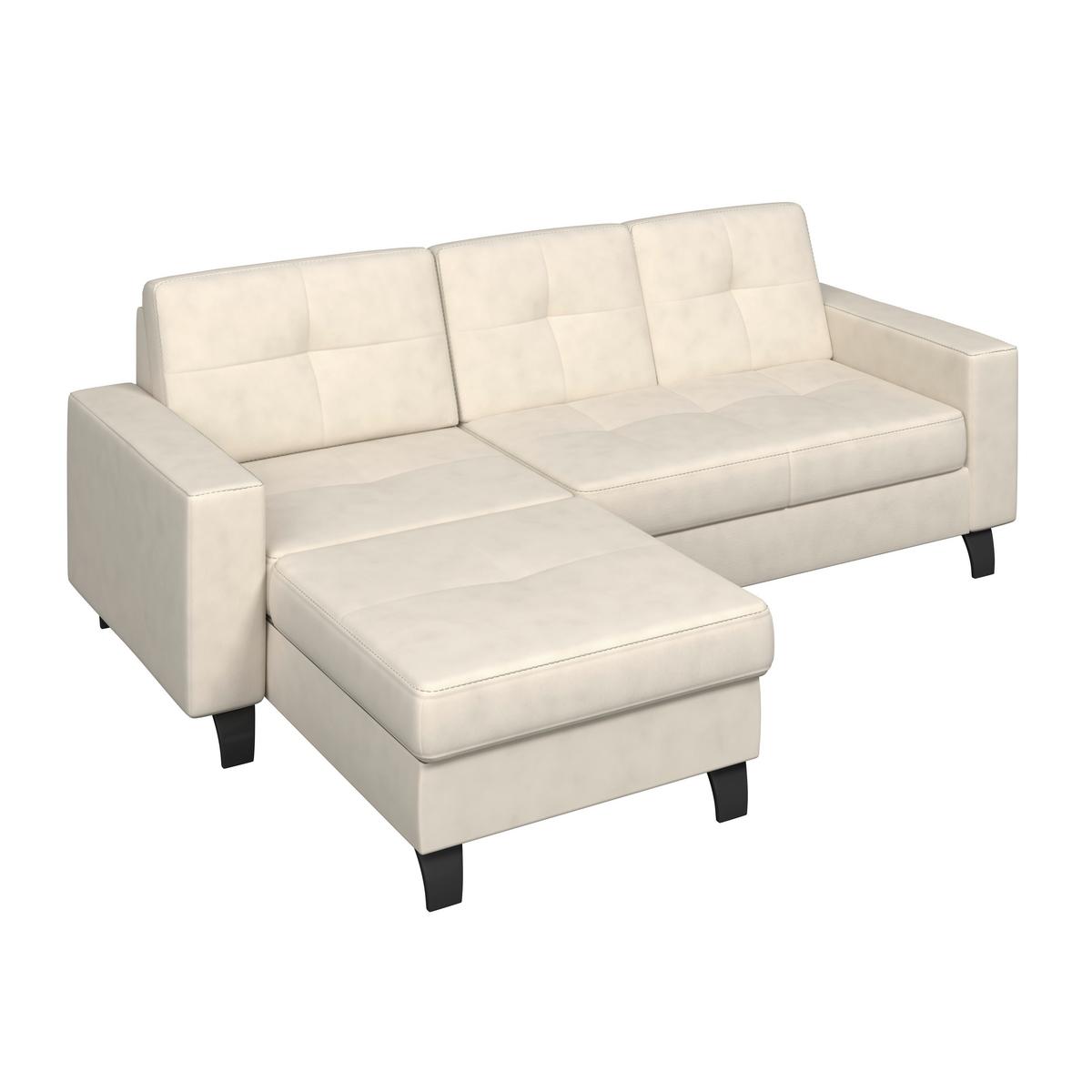 Ecksofa Varese naturfarben, B: 164 cm - Beige/Schwarz, KONVENTIONELL, Textil (164/239cm) - James Wood