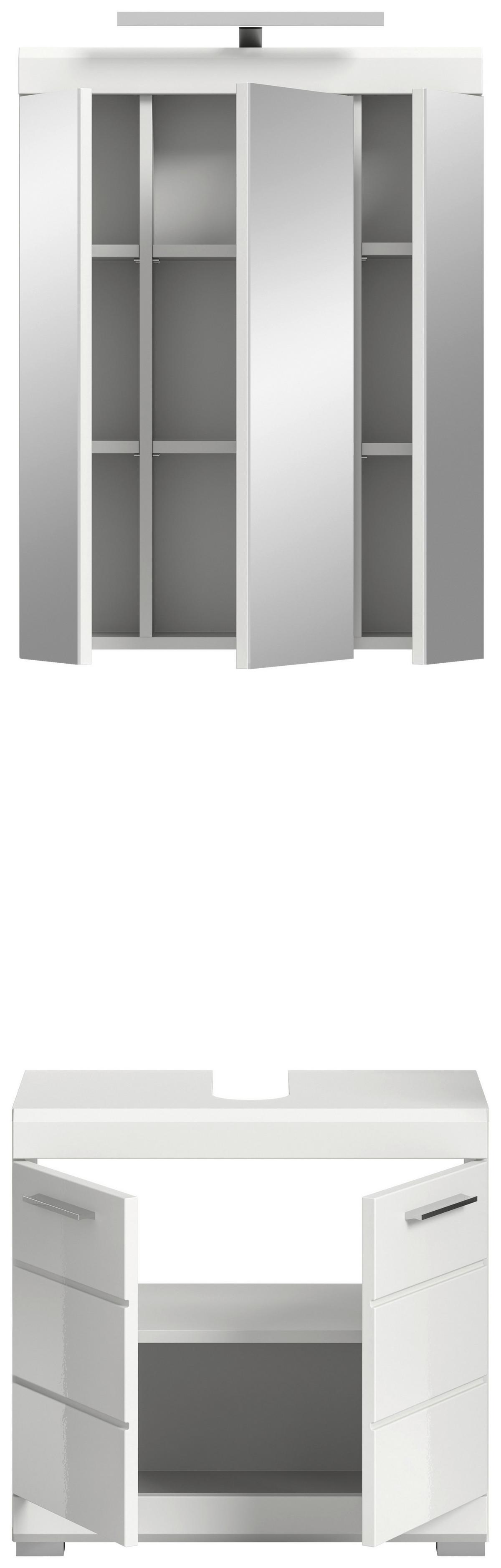 Badezimmer Scout Weiß B: 60 cm - Weiß Hochglanz/Silberfarben, MODERN, Glas/Holzwerkstoff (60cm) - MID.YOU