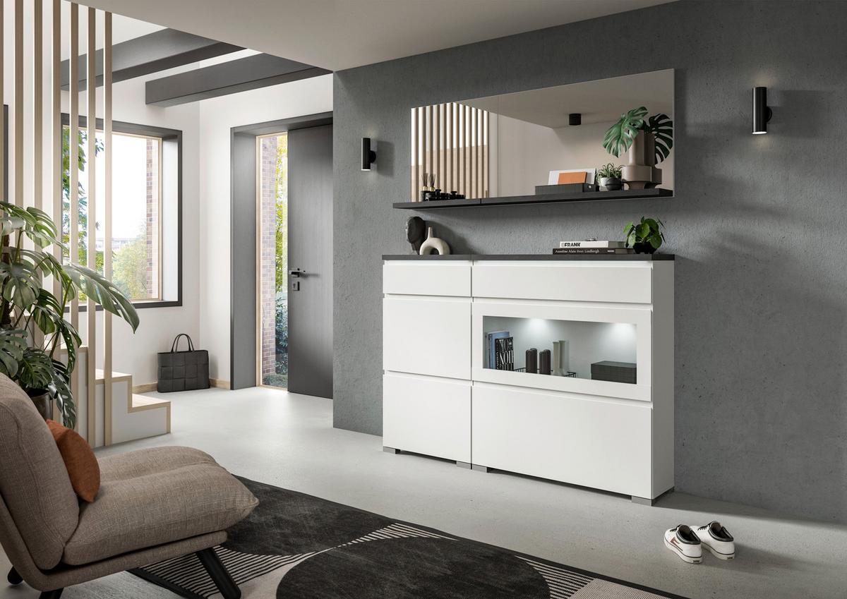 Schuhschrank Shoelove Weiß, Grau B: 95cm - Silberfarben/Weiß, MODERN (95/109/27cm)