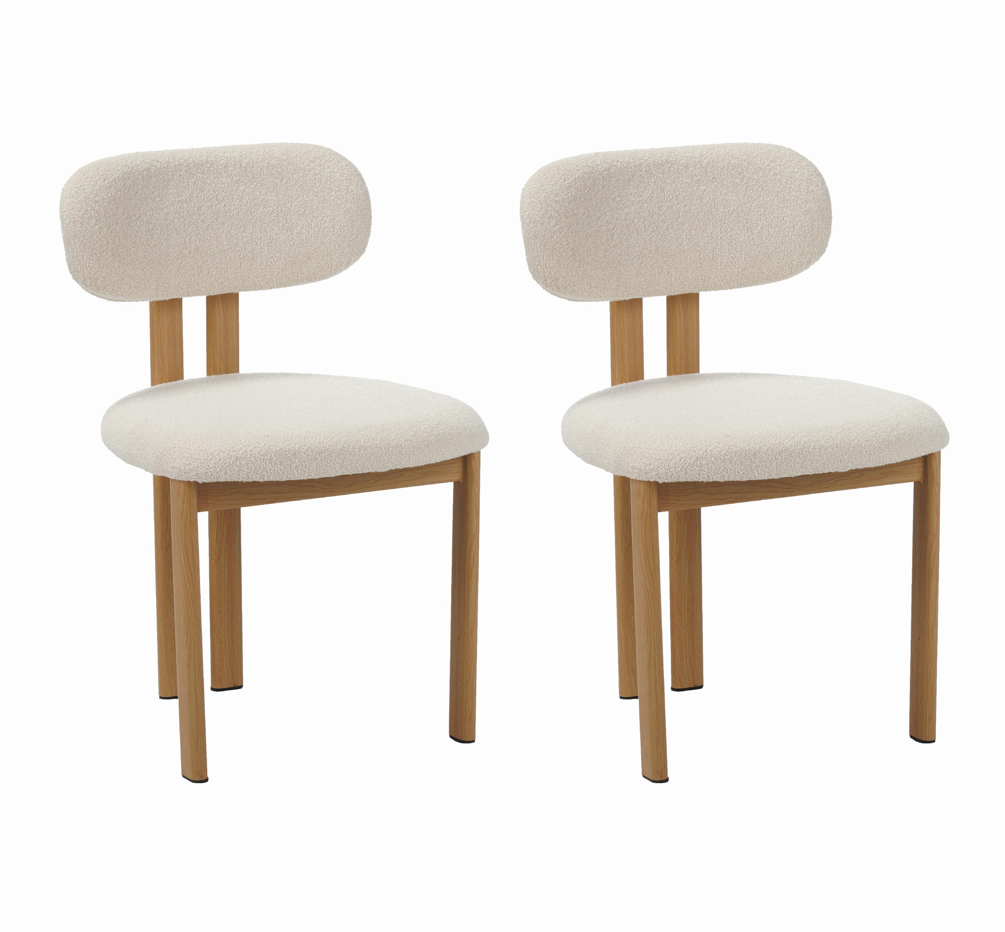 STUHL-SET Miyo Elfenbein B: 50cm - Elfenbein/Eichefarben, MODERN, Textil/Metall (50/80/52cm) - Livetastic