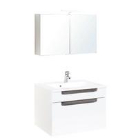 Badmöbel-set 3-tlg. Inkl. Led Siena B: 80cm, Weiß - Weiß/Silbereichenfarben, MODERN, Holzwerkstoff/Stein (80cm) - Held
