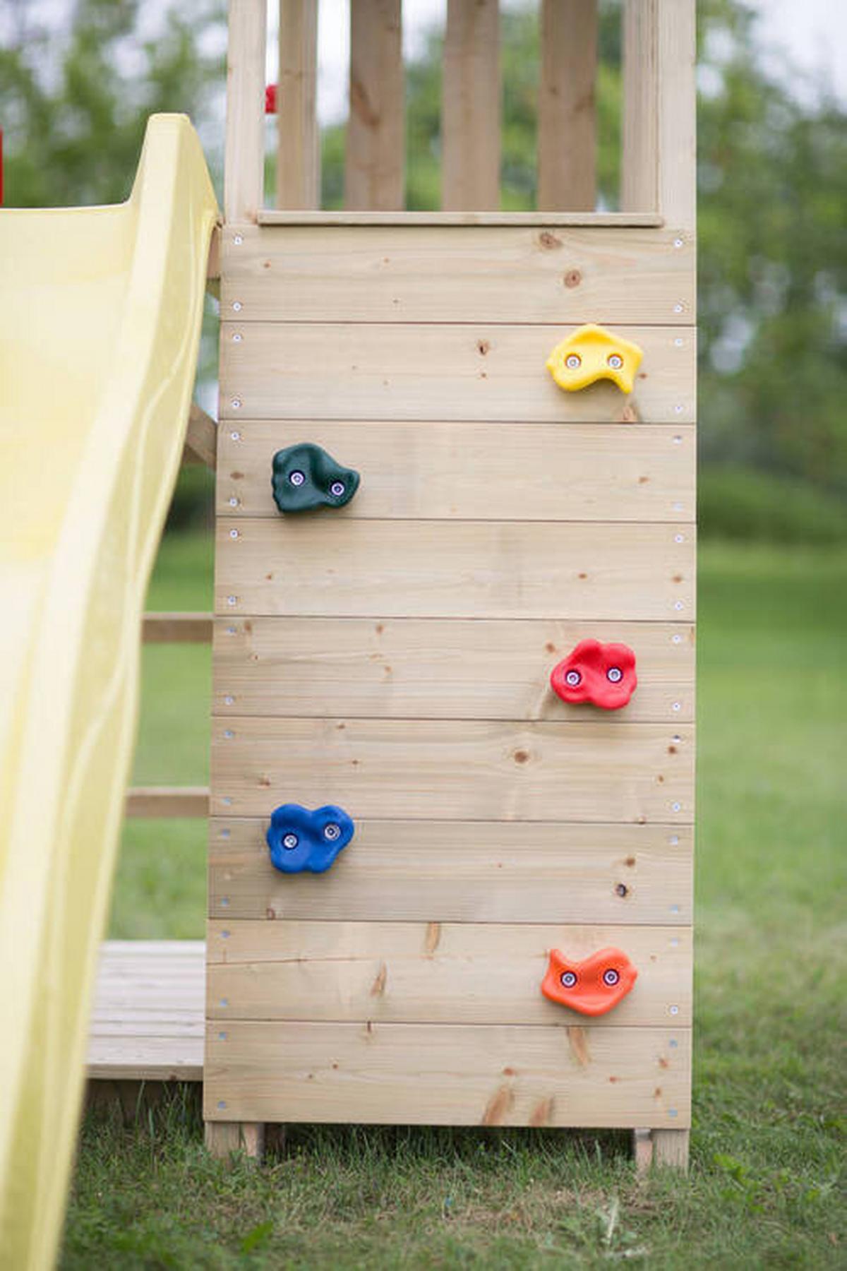 Spielturm Giraffe Gelb/Naturfarben, B: 340 cm - Gelb/Naturfarben, KONVENTIONELL, Holz (340/270/280cm)
