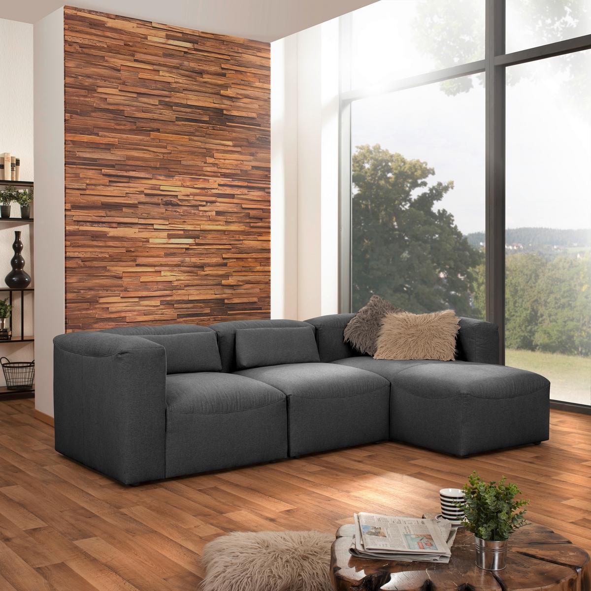 Ecksofa Lena Anthrazit Flachgewebe - Anthrazit, Design, Textil (275/73/160cm) - Max Winzer