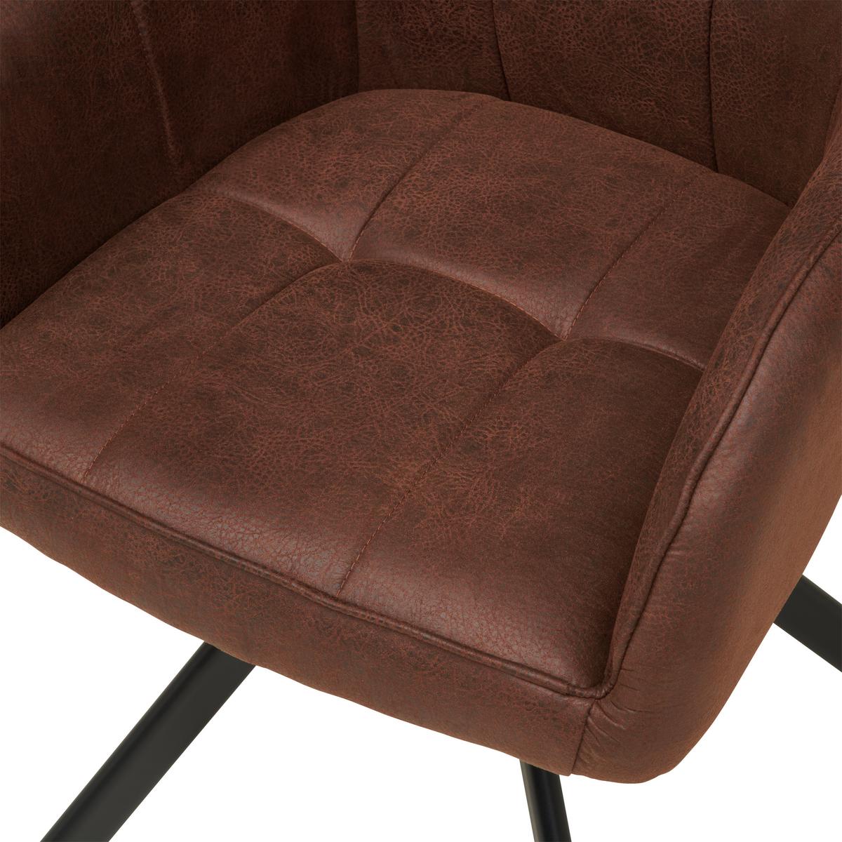 Armlehnstuhl Enna - Schwarz/Braun, KONVENTIONELL, Textil/Metall (59/84.5/62.5cm) - Livetastic