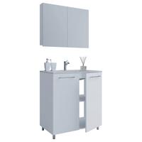 Badezimmer Gilos 3-Teilig Weiß B: 80 cm - Alufarben/Weiß, MODERN, Keramik/Holzwerkstoff (80cm) - MID.YOU