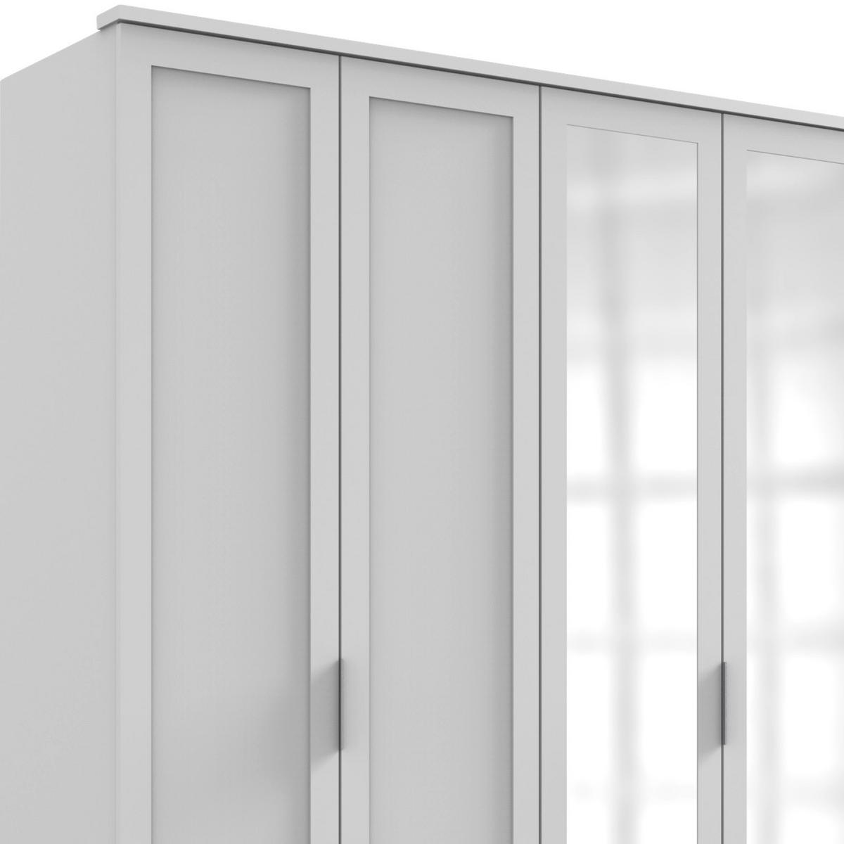 Drehtürenschrank Mit Spiegel 270cm Nadja, Weiß - Weiß, KONVENTIONELL, Glas/Holzwerkstoff (270/210/58cm) - MID.YOU