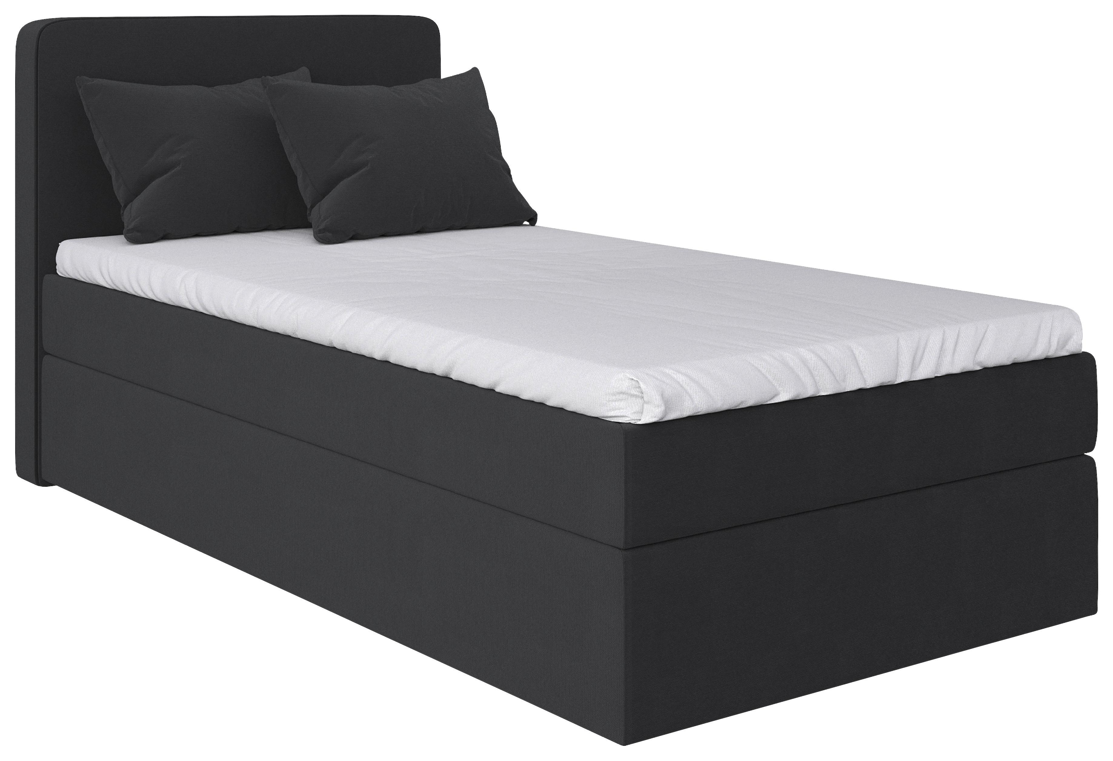 Boxbett mit Topper 120x200 Jubi - Anthrazit/Schwarz, KONVENTIONELL, Holz/Textil (120/200cm)