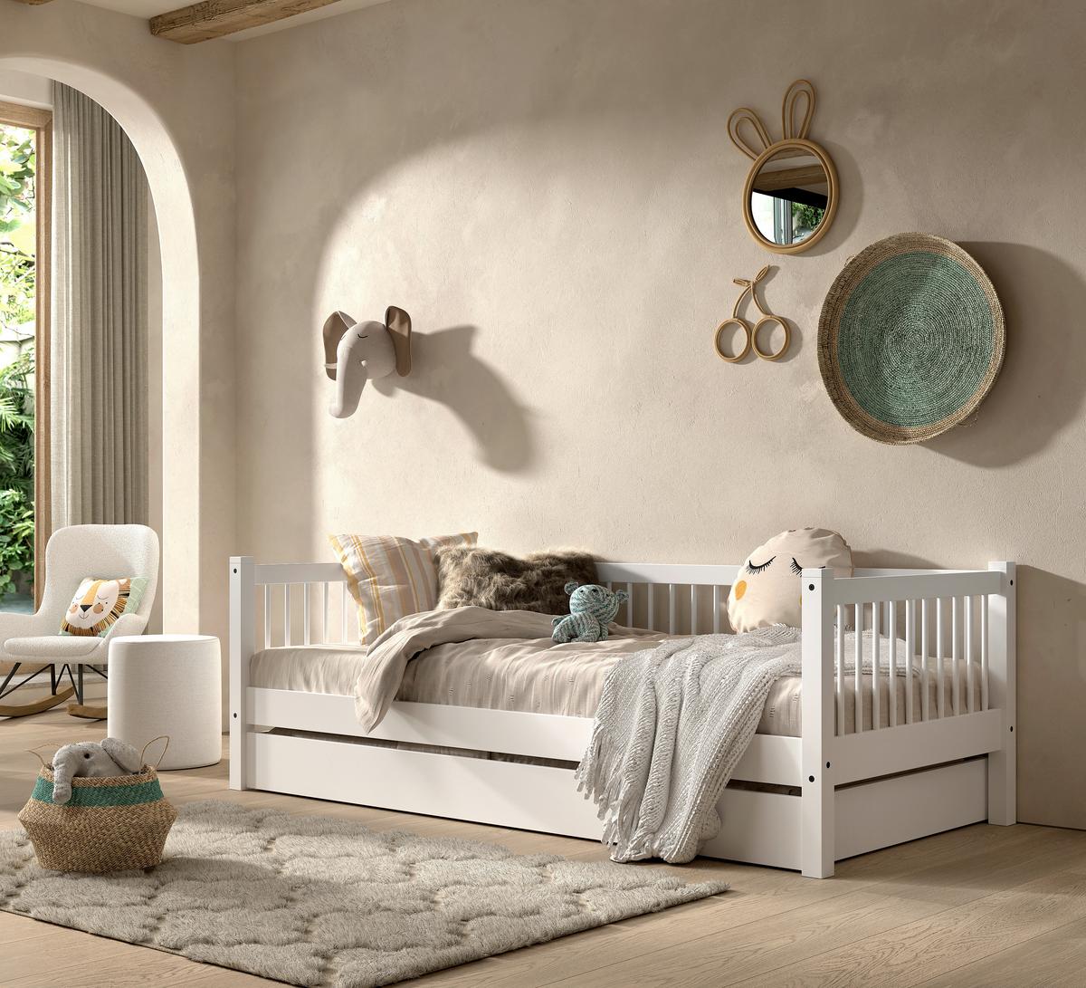 Bett Forrest - Weiß/Naturfarben, MODERN, Holz (90/200cm) - MID.YOU