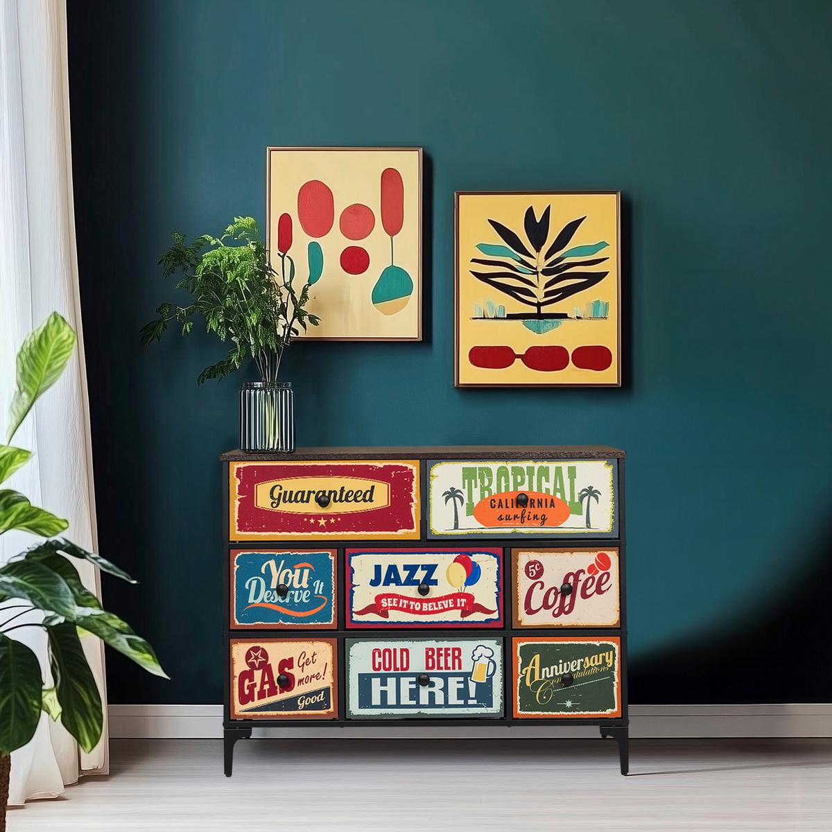 Kommode Ameriko Multicolor B: 102,5 Cm - Multicolor/Schwarz, MODERN, Holzwerkstoff/Textil (102,5/77,5/30cm) - MID.YOU