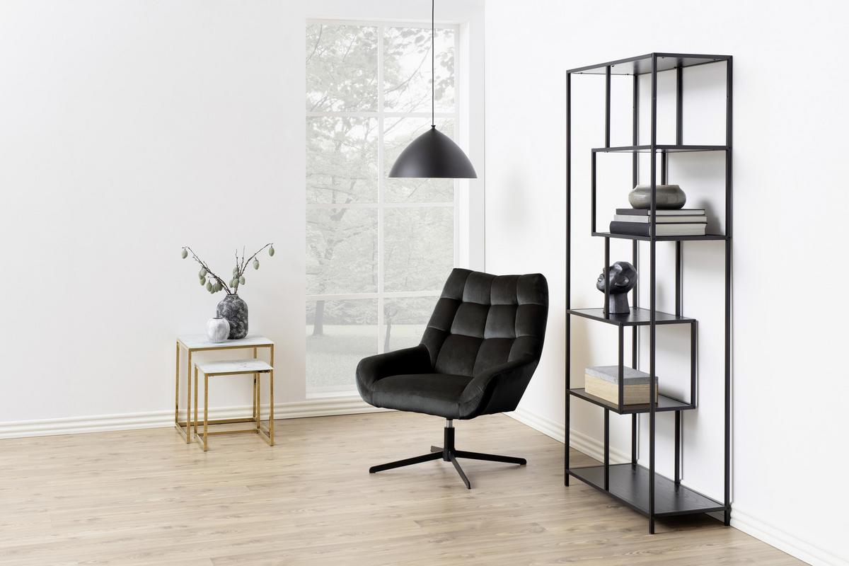 Polstersessel Mit Armlehnen Paris Stoffbezug Grau - Schwarz/Grau, KONVENTIONELL, Textil/Metall (73/88/82cm) - Livetastic