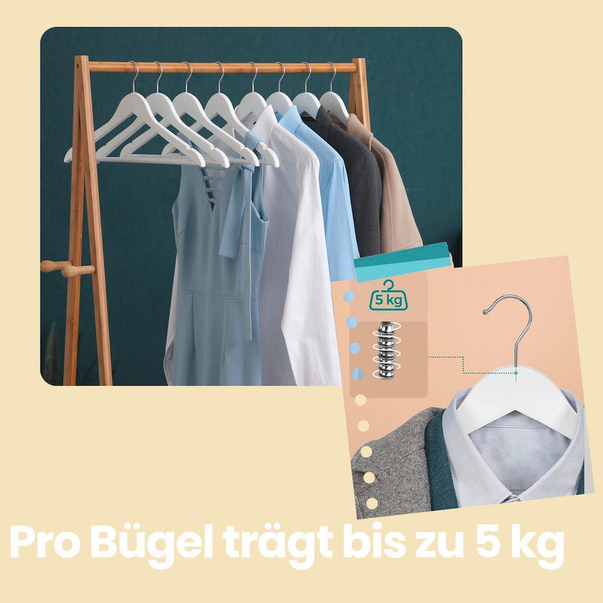 Kleiderbügelset Weiß B: 44,5 Cm - Weiß, Basics, Holz (44.5/23/1.2cm)