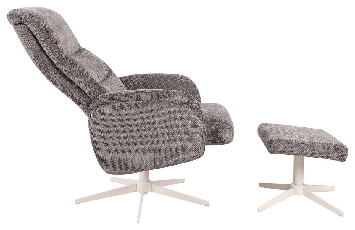 Relaxačné kreslo STAR, grafitová ženilka, s taburetom - biela/grafitová, Modern, kov/textil (72/107-95/86-110cm) - Mömax