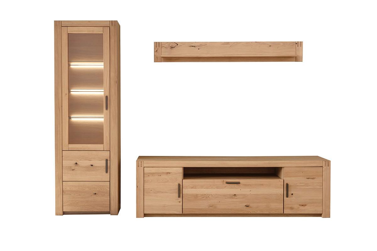 Wohnwand Prag - Eichefarben, Design, Glas/Holz (283/203/50cm)