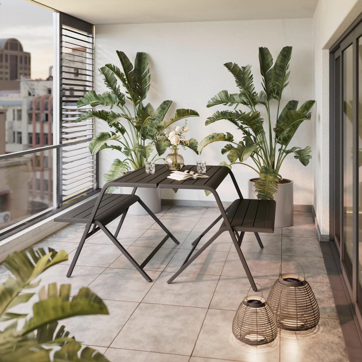 Gartengarnitur Wien - Dunkelgrau, MODERN, Metall (111.5/75/84.5cm) - Beldano