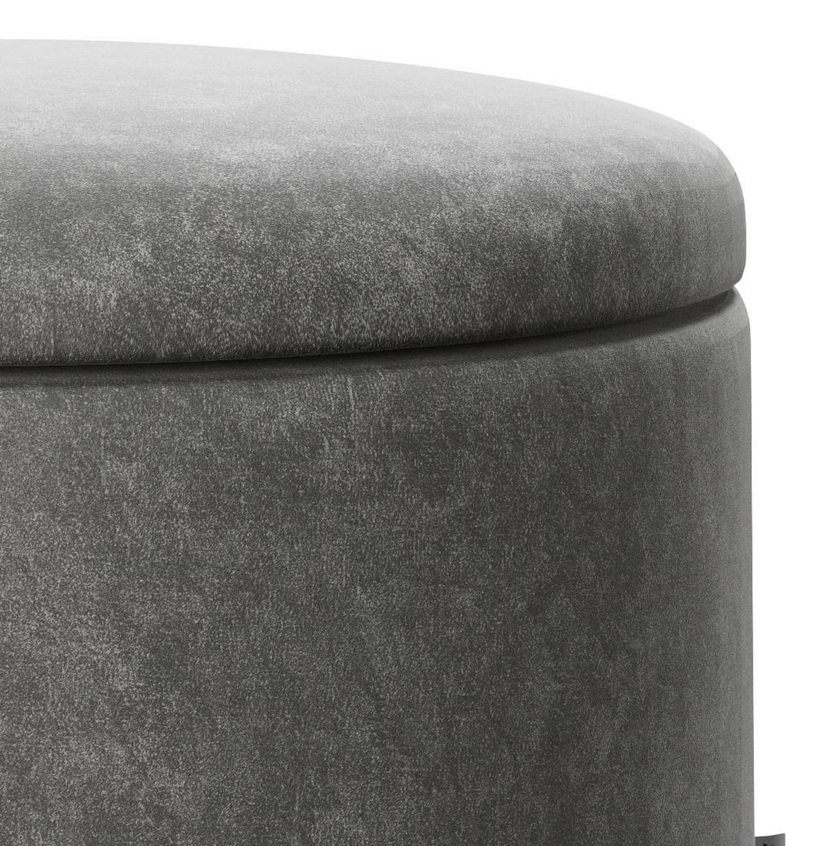 Pouf Sue Samt Anthrazit/ Goldfarben Dxh 55x35 Cm - Anthrazit/Goldfarben, LIFESTYLE, Textil (55/35/55cm) - Playboy