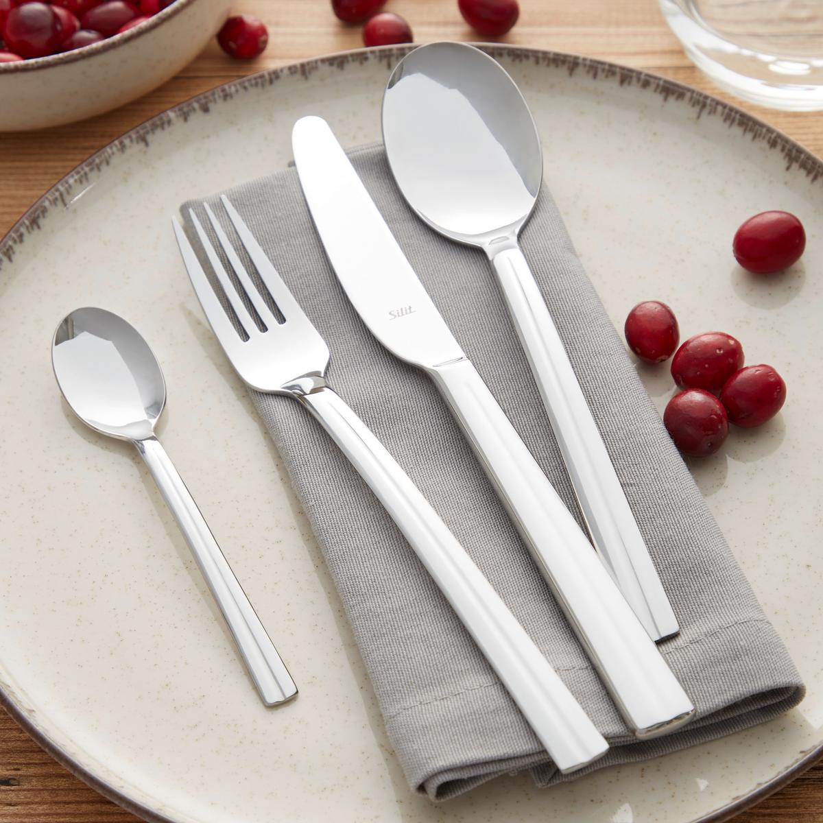 Besteckset 24-Teilig Cover, für 6 Personen - Edelstahlfarben, Basics, Metall - Silit