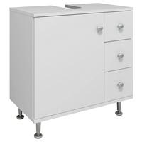 Waschbeckenunterschrank Nilosi M - Silberfarben/Weiß, MODERN, Holzwerkstoff (60/61/33cm) - MID.YOU