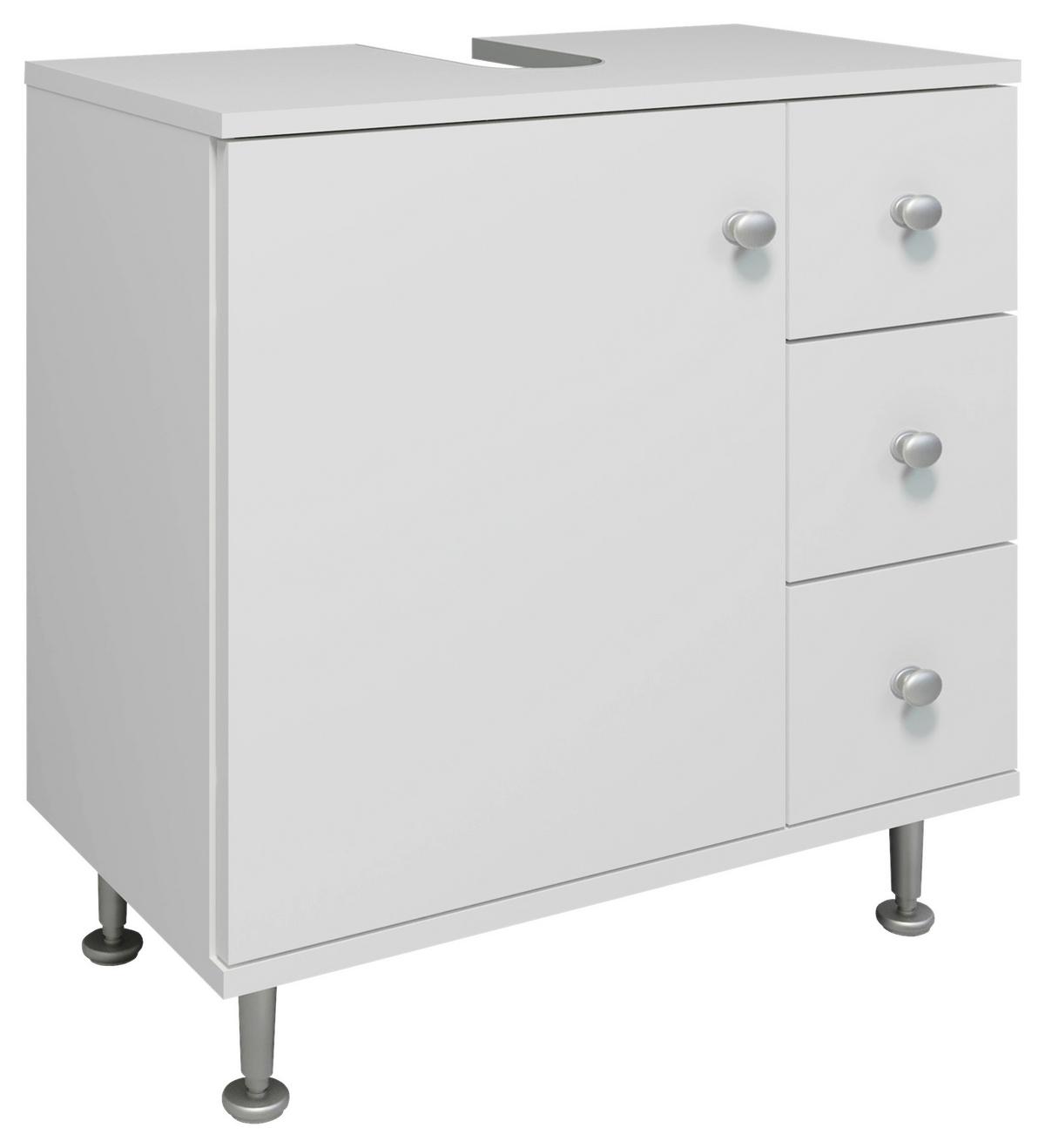 Waschbeckenunterschrank Nilosi M - Silberfarben/Weiß, MODERN, Holzwerkstoff (60/61/33cm) - MID.YOU