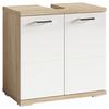 Waschbeckenunterschrank Nebraska B: 60 cm Sonoma Eiche - Weiß Hochglanz/Silberfarben, MODERN, Holzwerkstoff (60/59/31,5cm) - MID.YOU