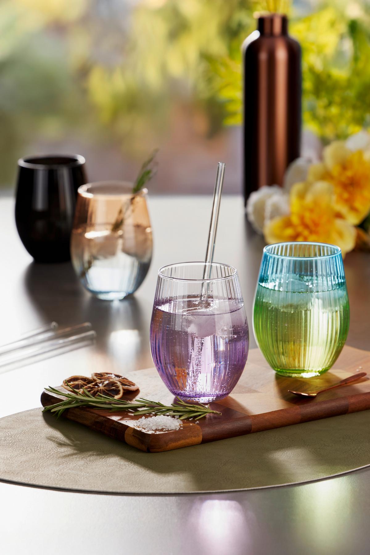 Trinkglas Jessi ca. 610 ml - Blau/Beige, MODERN, Glas (7,6/12,5cm) - Luca Bessoni