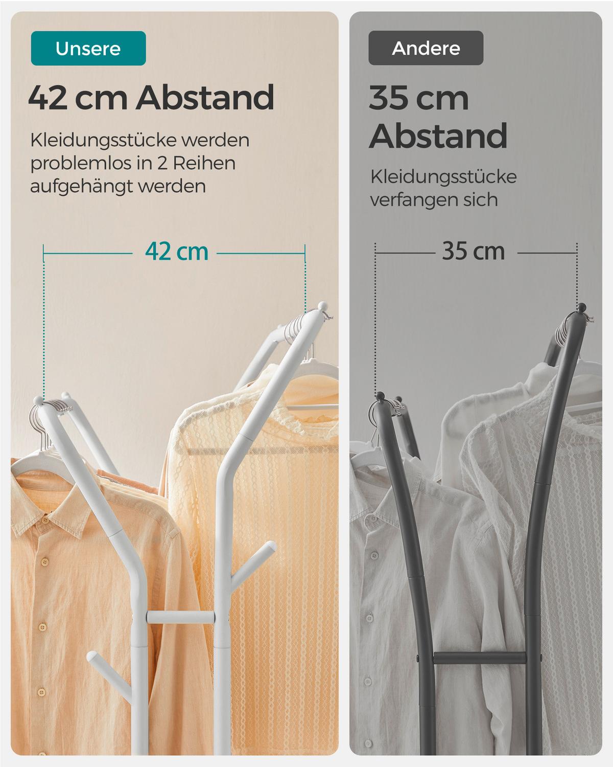 Kleiderwagen Weiß B: 103,5 cm - Weiß, Basics, Kunststoff/Metall (103,5/155/52,5cm)
