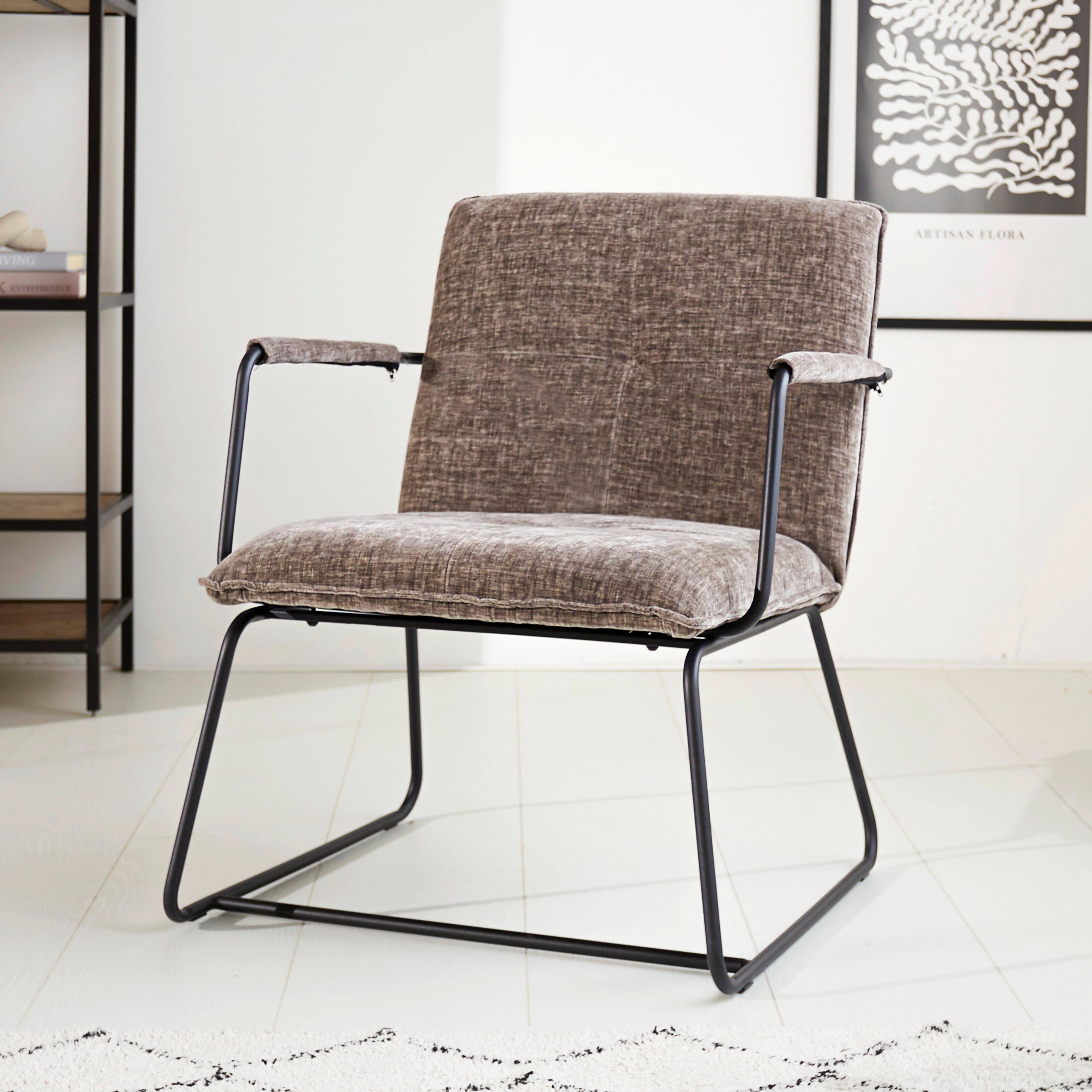 Sessel Bilbao Grau B: 65 cm - Schwarz/Grau, MODERN, Textil (65/80/68cm) - MID.YOU