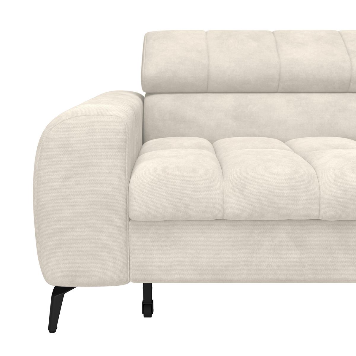 Ecksofa Volf Rechts New Cremefarben, S: 261x203 cm - Creme/Schwarz, Trend, Kunststoff/Textil (261/203cm)