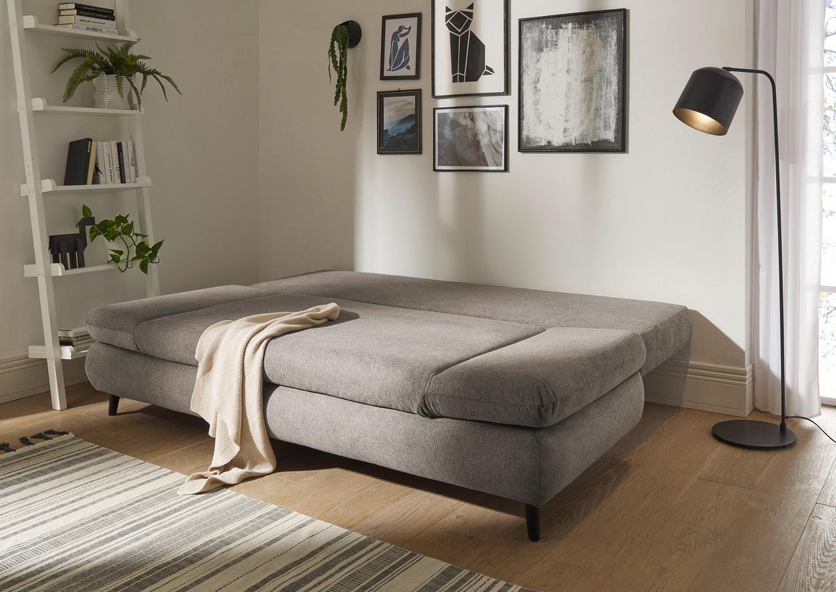 Schlafsofa Sunny 3Dl Taupe B: 212 cm - Taupe/Schwarz, KONVENTIONELL, Holzwerkstoff/Textil (212/88/101cm) - MID.YOU