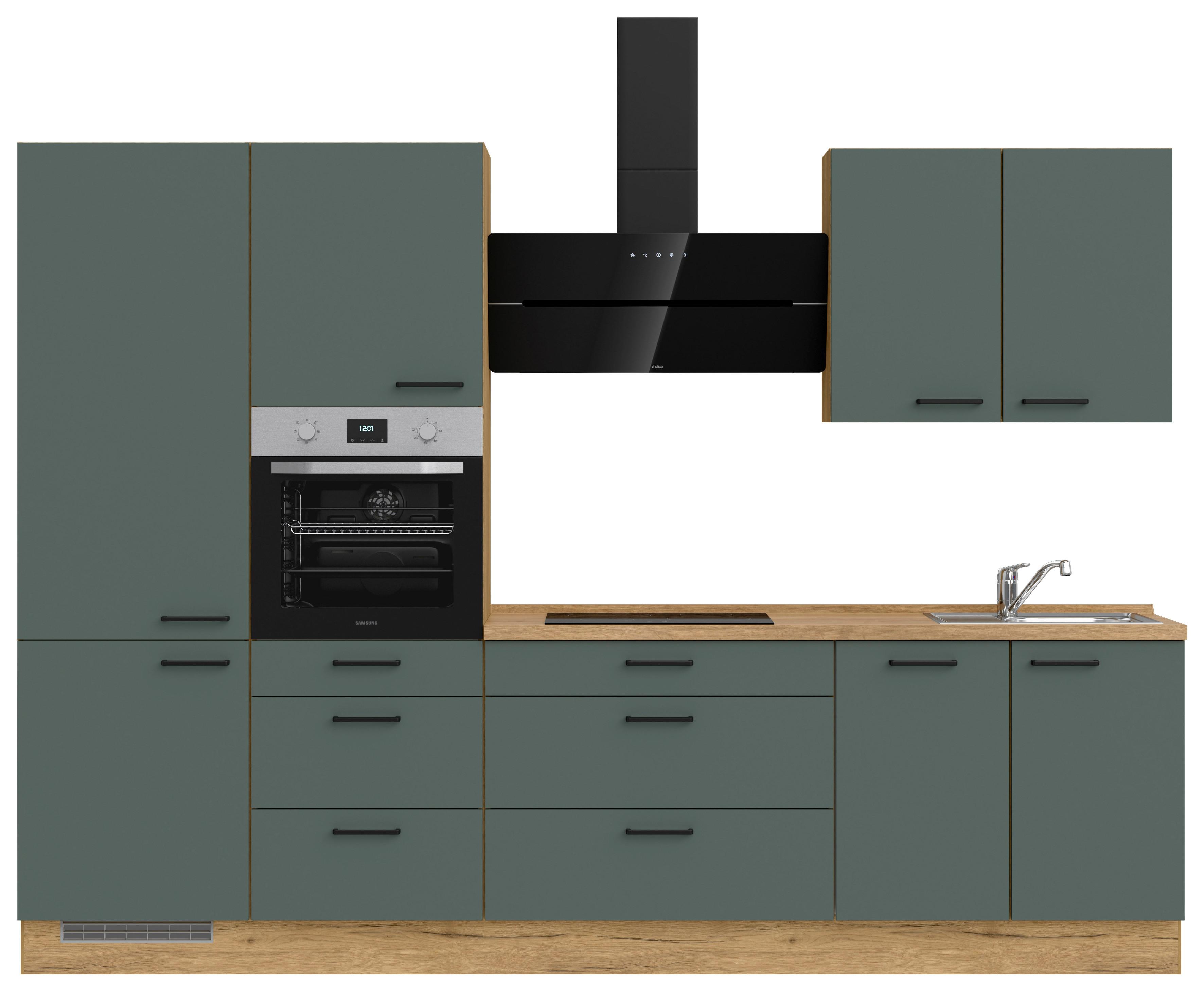 Küchenleerblock Easytouch High-Line, H4 Links - Dunkelgrün/Eichefarben, MODERN, Holzwerkstoff (300cm) - Nobilia