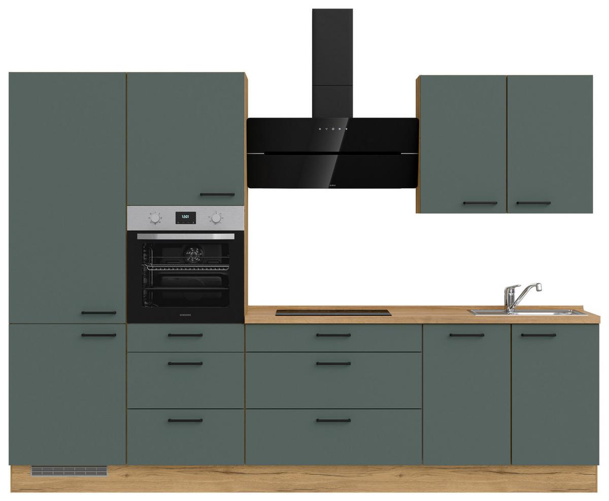 Küchenleerblock Easytouch High-Line, H4 Links - Dunkelgrün/Eichefarben, MODERN, Holzwerkstoff (300cm) - Nobilia