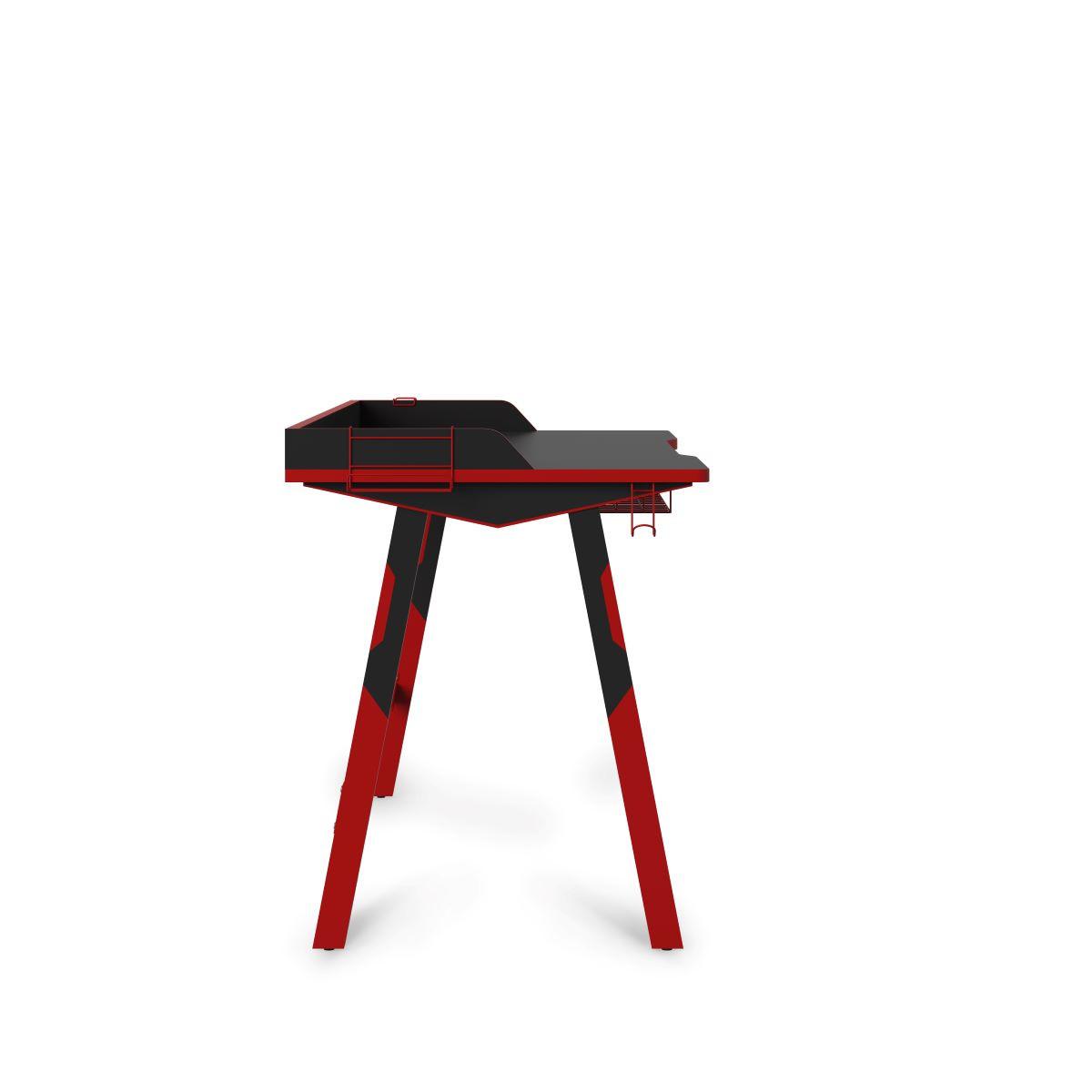 Gamingtisch Fuego Rot Schwarz L: 137 Cm - Rot/Schwarz, Design, Holzwerkstoff/Metall (137/81/65cm) - MID.YOU