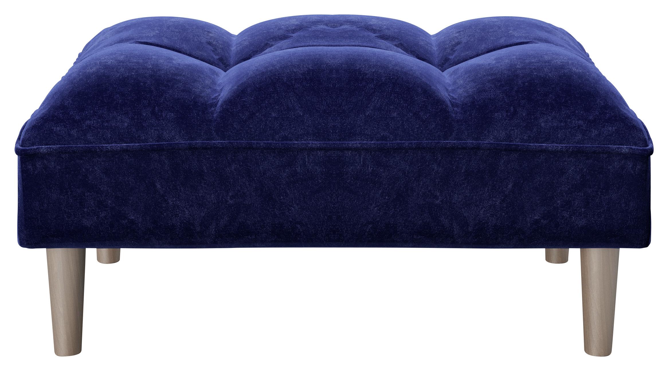 Hocker Scarlett Samt Blau Sitz Gepolstert H: 43,5 Cm - Blau, KONVENTIONELL, Textil (88/43,5/57cm) - Playboy
