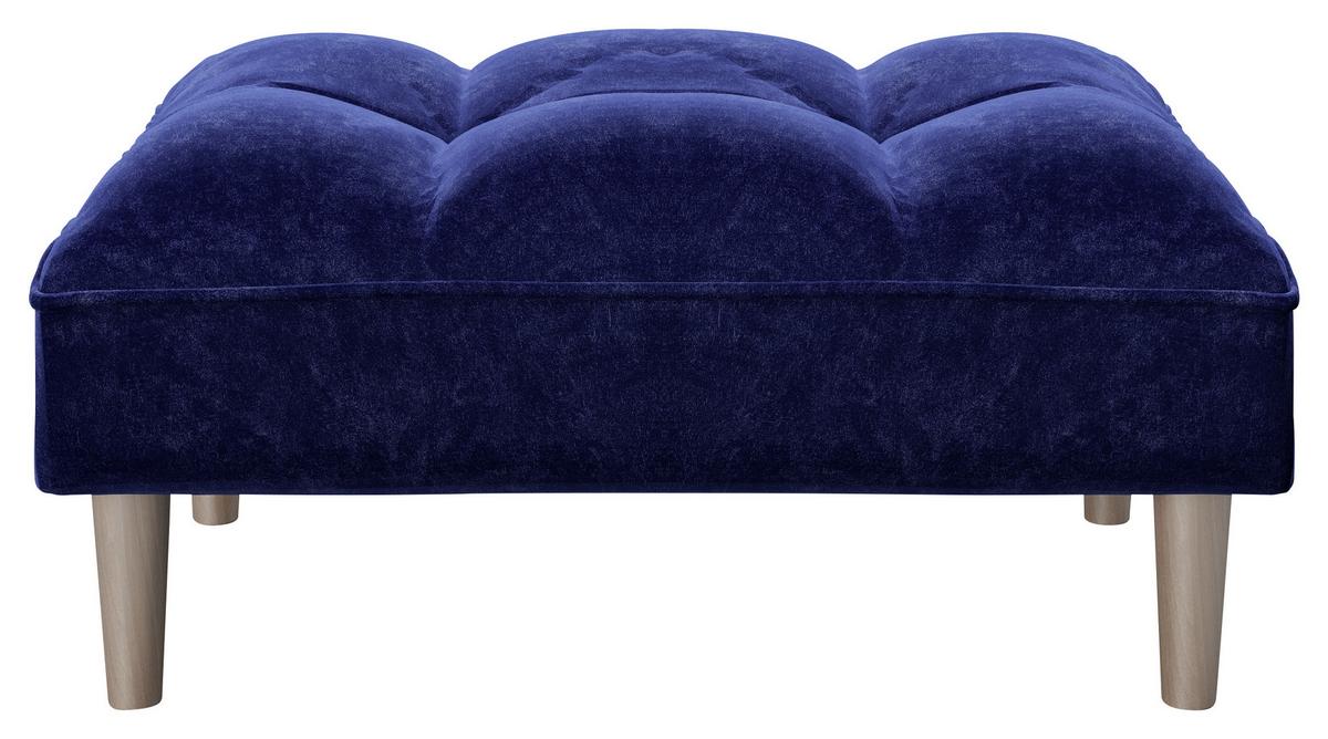 Hocker Scarlett Samt Blau Sitz Gepolstert H: 43,5 Cm - Blau, KONVENTIONELL, Textil (88/43,5/57cm) - Playboy