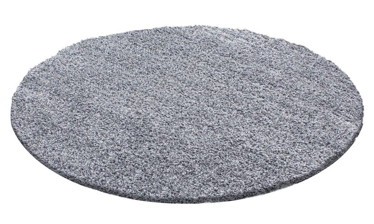 Hochflor Teppich Hellgrau Life Rund Ø 80 cm - Hellgrau, KONVENTIONELL, Textil (80cm) - Novel