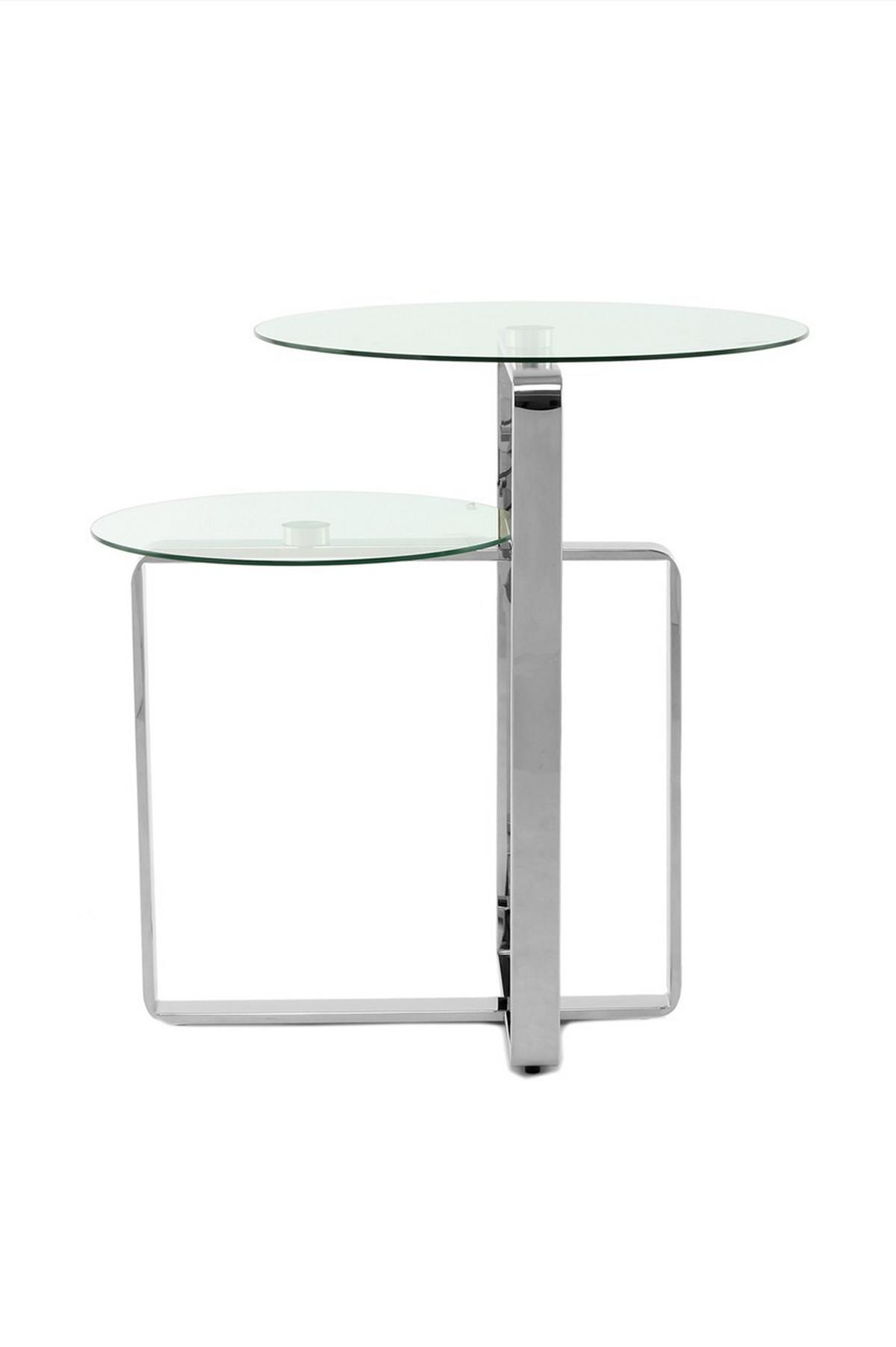 Beistelltisch Harry Silberfarben B: 59 Cm - Silberfarben, Design, Glas/Metall (59/60/59cm) - Kayoom