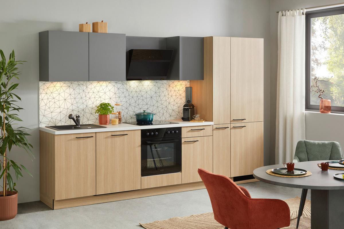 Küchenblock Plan/win - Eichefarben/Anthrazit, MODERN, Holzwerkstoff (310cm) - Express-Kuechen