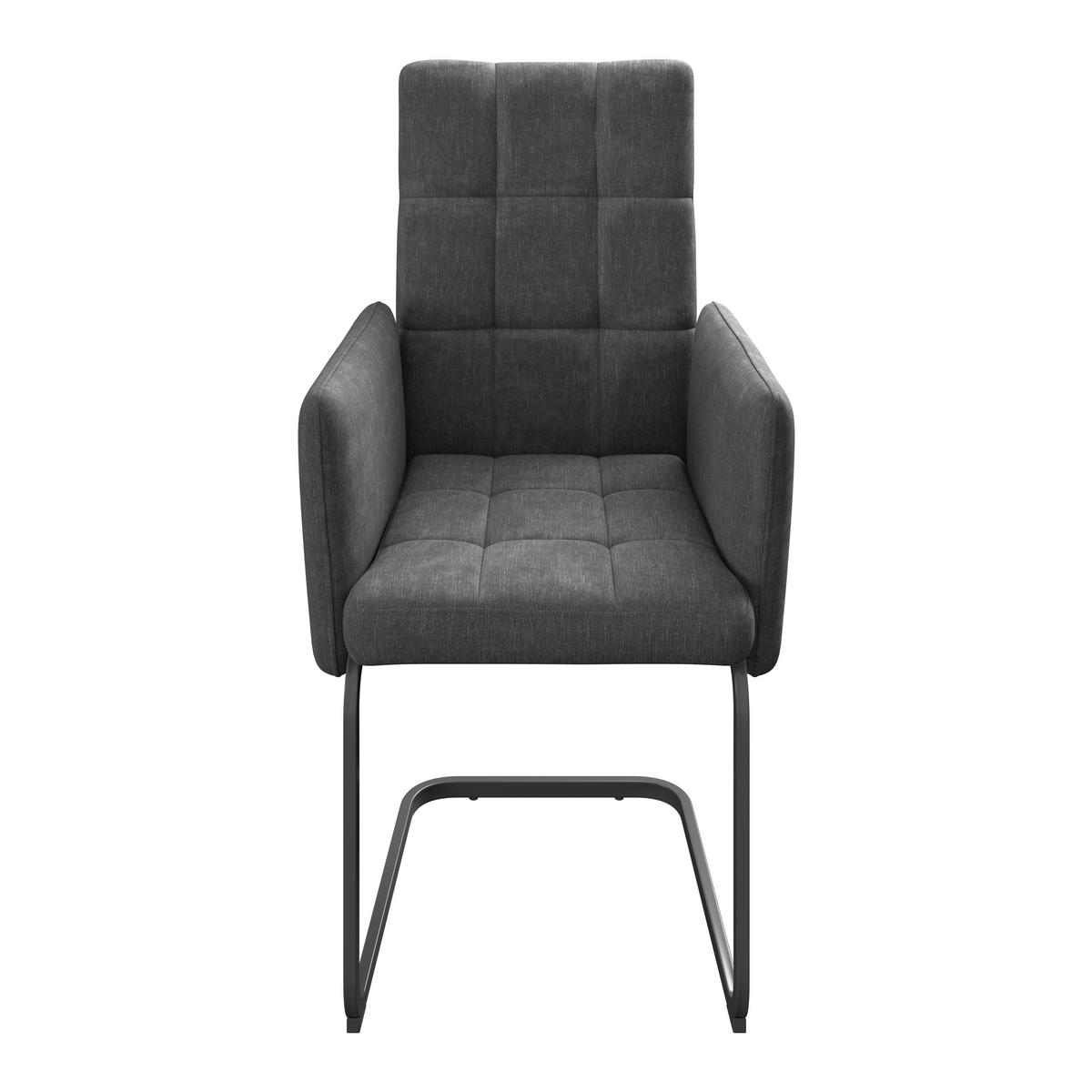 Armlehnstuhl Bordal Dunkelgrau Gepolstert - Dunkelgrau/Schwarz, MODERN, Textil/Metall (52/91/59,5cm) - MID.YOU