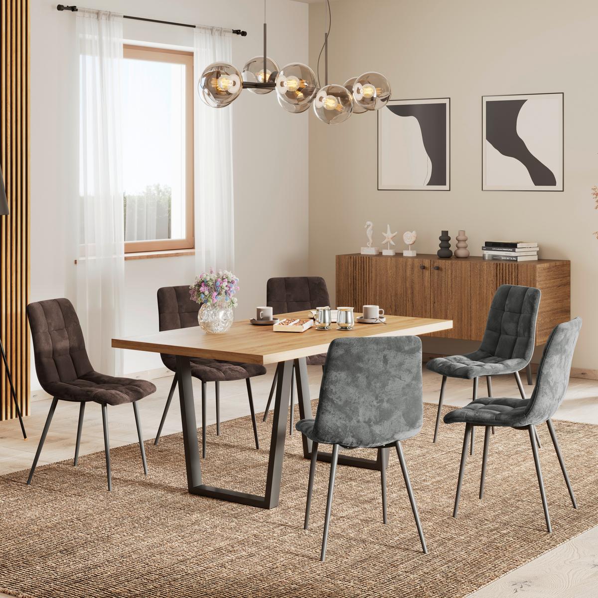 Esstisch Rudi 160x90cm Naturfarben/Schwarz - Schwarz/Naturfarben, MODERN, Holzwerkstoff/Metall (160/75/90cm)